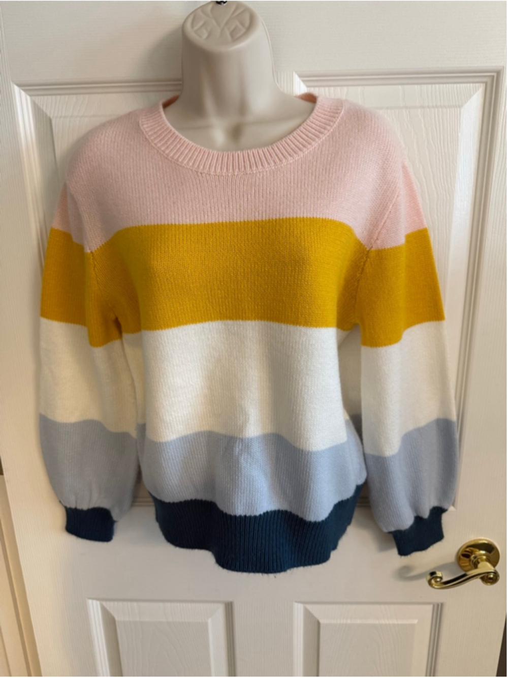 Elodie multicolor crew neck sweater oversized sleeve striped size S